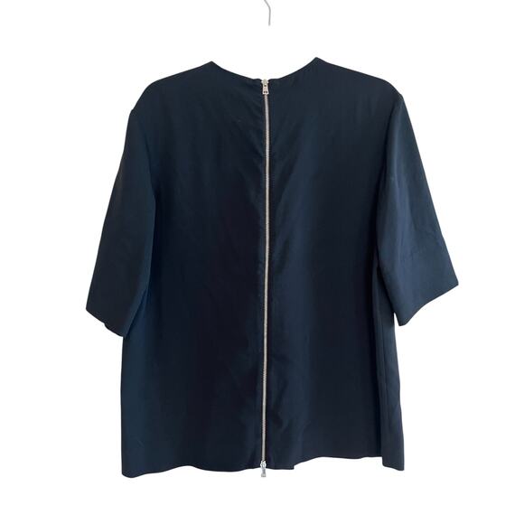 Everlane Japanese Go Weave Back Zip Blouse Top Black Size 8 - Picture 3 of 5
